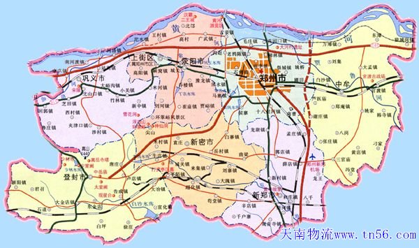 汉中到郑州市物流地图